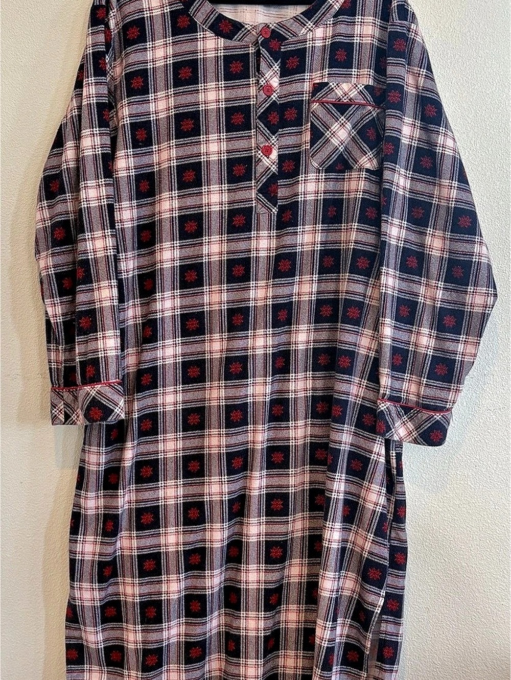 PajamaGram Plaid Flannel Cotton Night Shirt Size XL